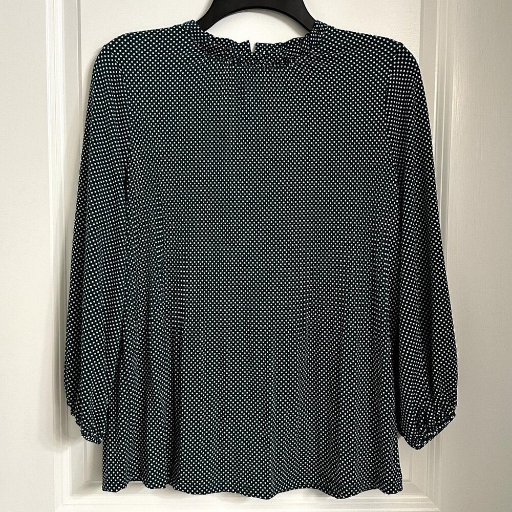NWOT Adrianna Papell Three Quarter Sleeve Teal Polka Dot Blouse Size S